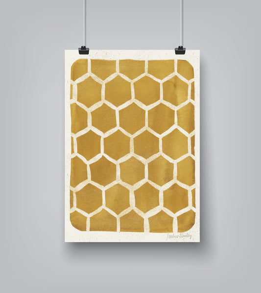 Honeycomb Pattern Gold by Pauline Stanley - Art Print - Americanflat