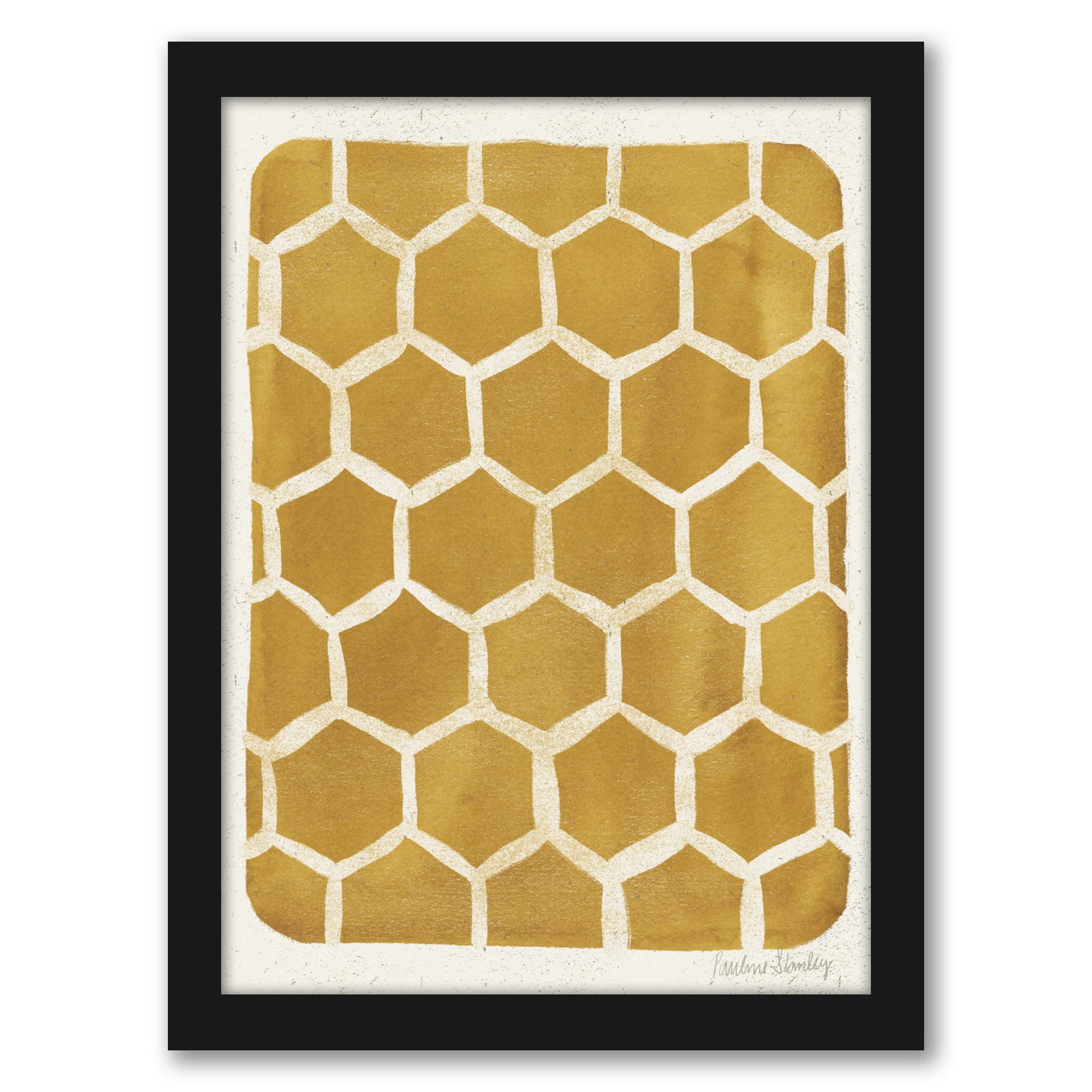 Honeycomb Pattern Gold by Pauline Stanley - Framed Print - Americanflat