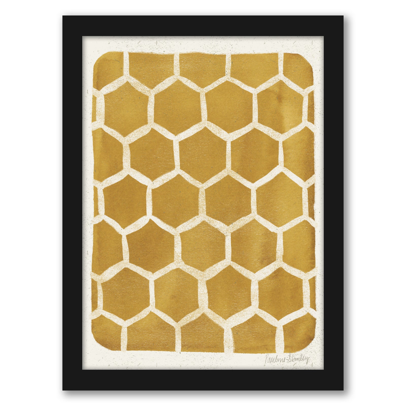Honeycomb Pattern Gold by Pauline Stanley - Framed Print - Americanflat