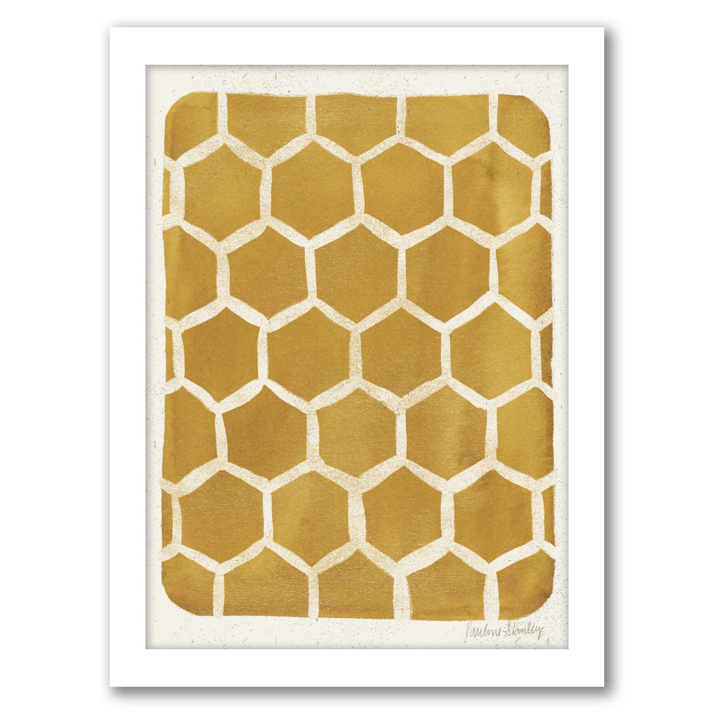 Honeycomb Pattern Gold by Pauline Stanley - Framed Print - Americanflat
