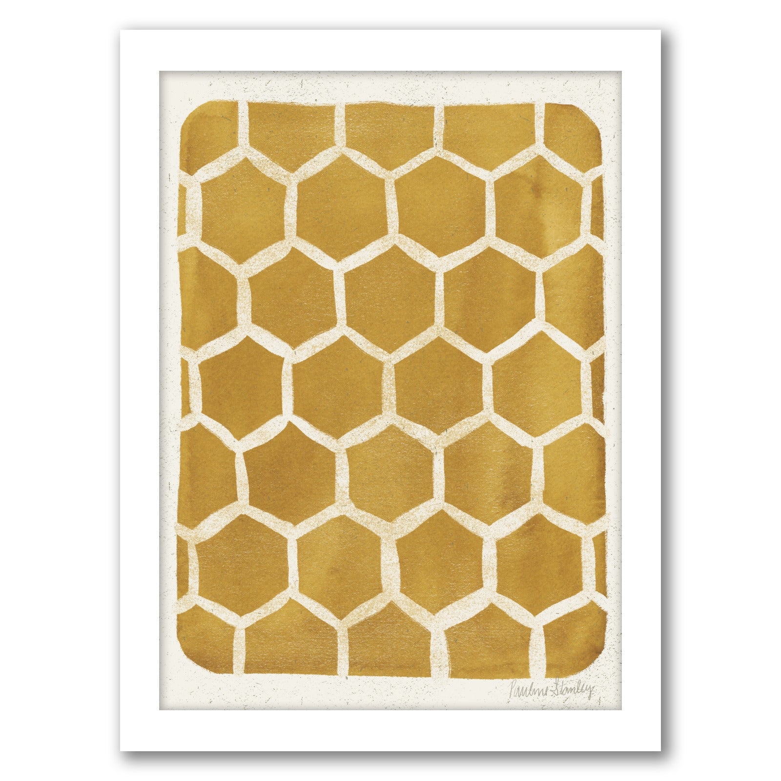Honeycomb Pattern Gold by Pauline Stanley - Framed Print - Americanflat