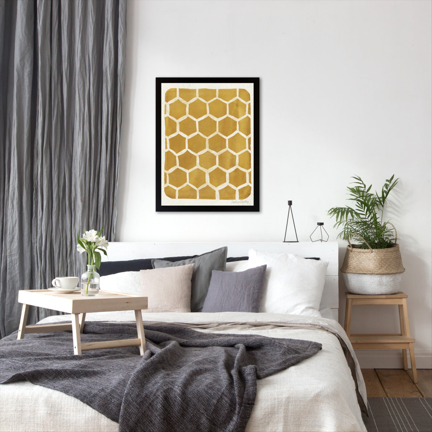 Honeycomb Pattern Gold by Pauline Stanley - Framed Print - Americanflat