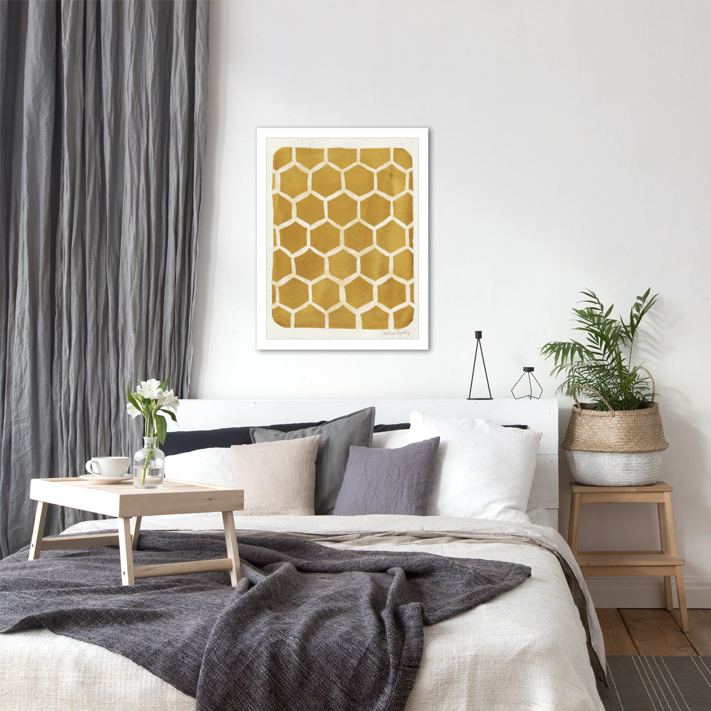 Honeycomb Pattern Gold by Pauline Stanley - Framed Print - Americanflat