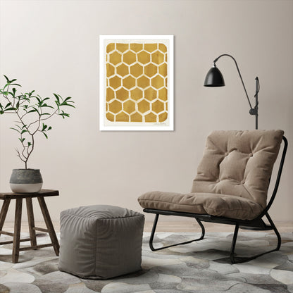 Honeycomb Pattern Gold by Pauline Stanley - Framed Print - Americanflat