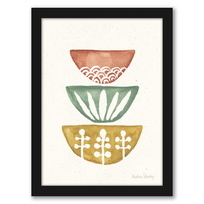 Mid Century Bowls Watercolor by Pauline Stanley - Framed Print - Americanflat