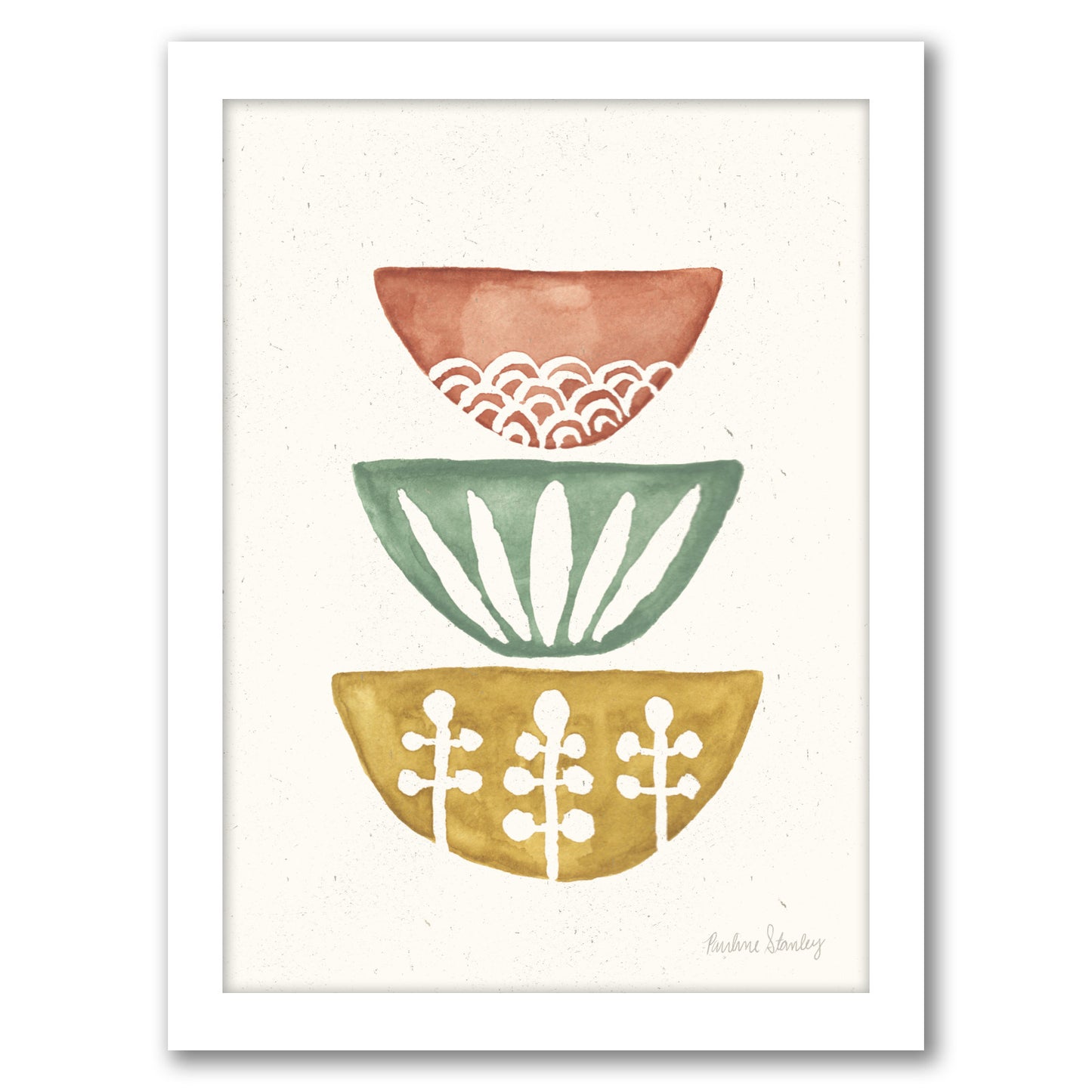 Mid Century Bowls Watercolor by Pauline Stanley - Framed Print - Americanflat