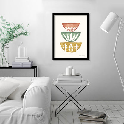 Mid Century Bowls Watercolor by Pauline Stanley - Framed Print - Americanflat