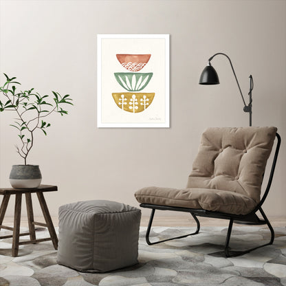 Mid Century Bowls Watercolor by Pauline Stanley - Framed Print - Americanflat