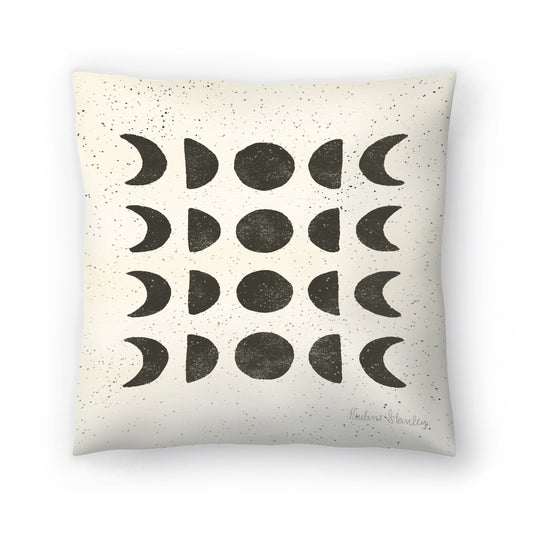 Moon Phases Black Cream by Pauline Stanley - Pillow, Pillow, 20" X 20"