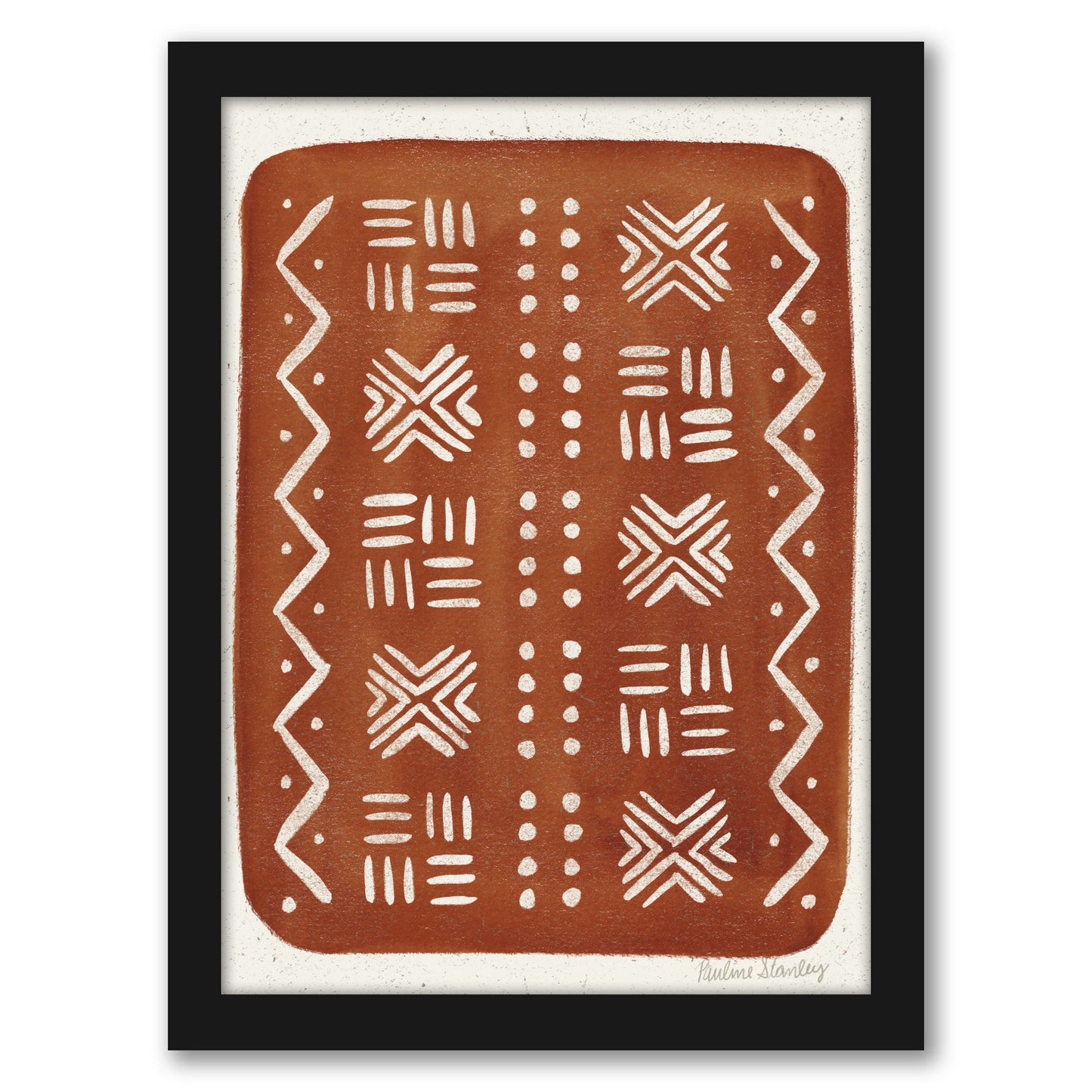 Mud Cloth Pattern Rust by Pauline Stanley - Framed Print - Americanflat