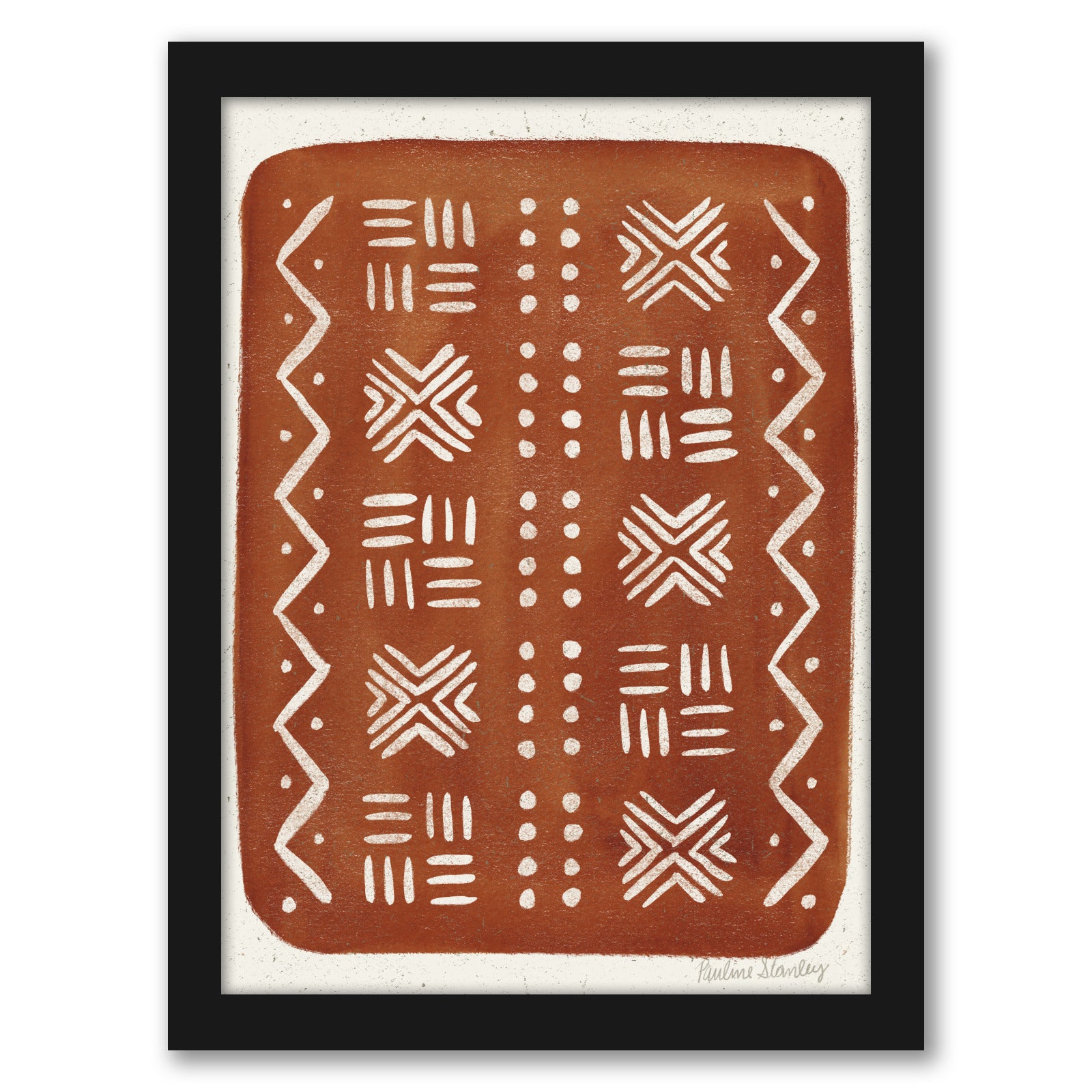 Mud Cloth Pattern Rust by Pauline Stanley - Framed Print - Americanflat