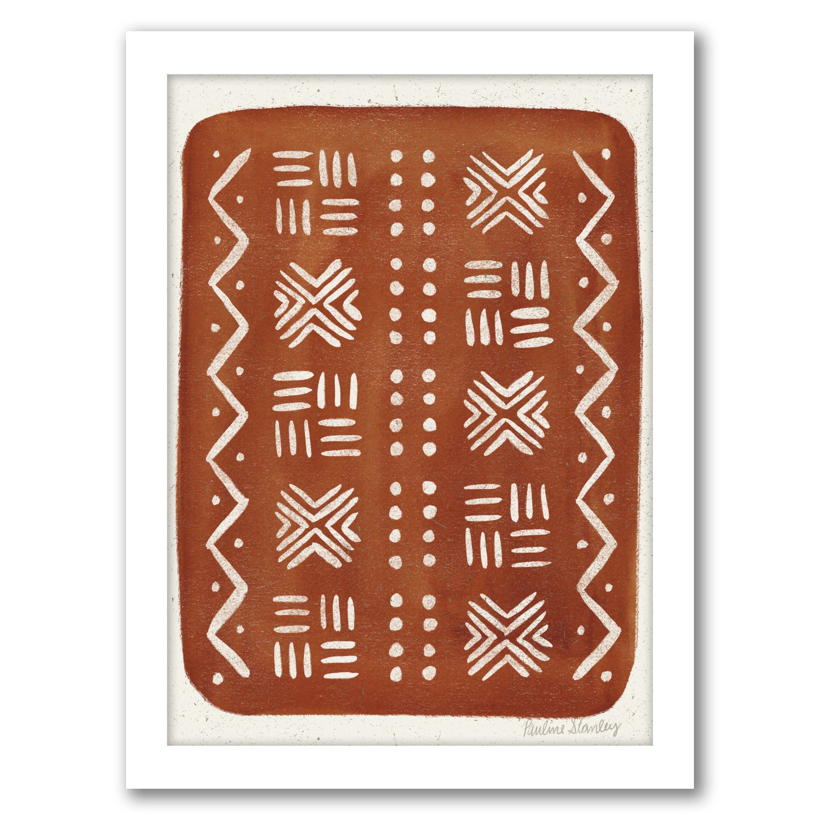 Mud Cloth Pattern Rust by Pauline Stanley - Framed Print - Americanflat