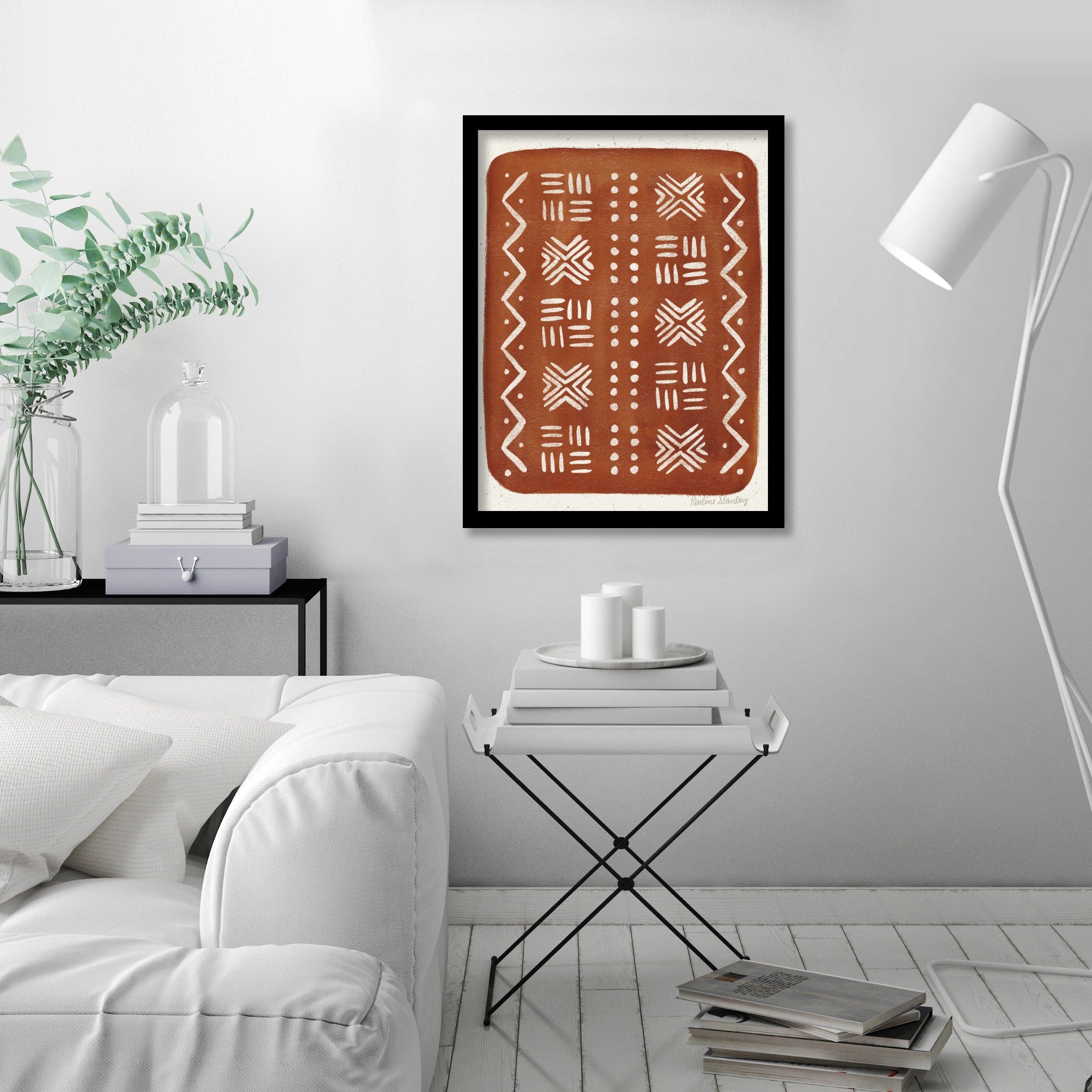 Mud Cloth Pattern Rust by Pauline Stanley - Framed Print - Americanflat