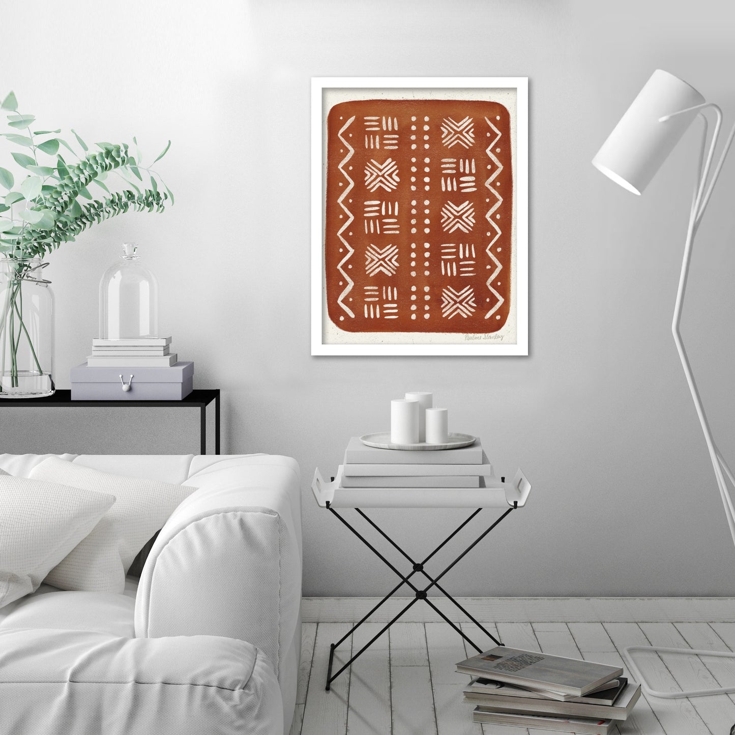 Mud Cloth Pattern Rust by Pauline Stanley - Framed Print - Americanflat