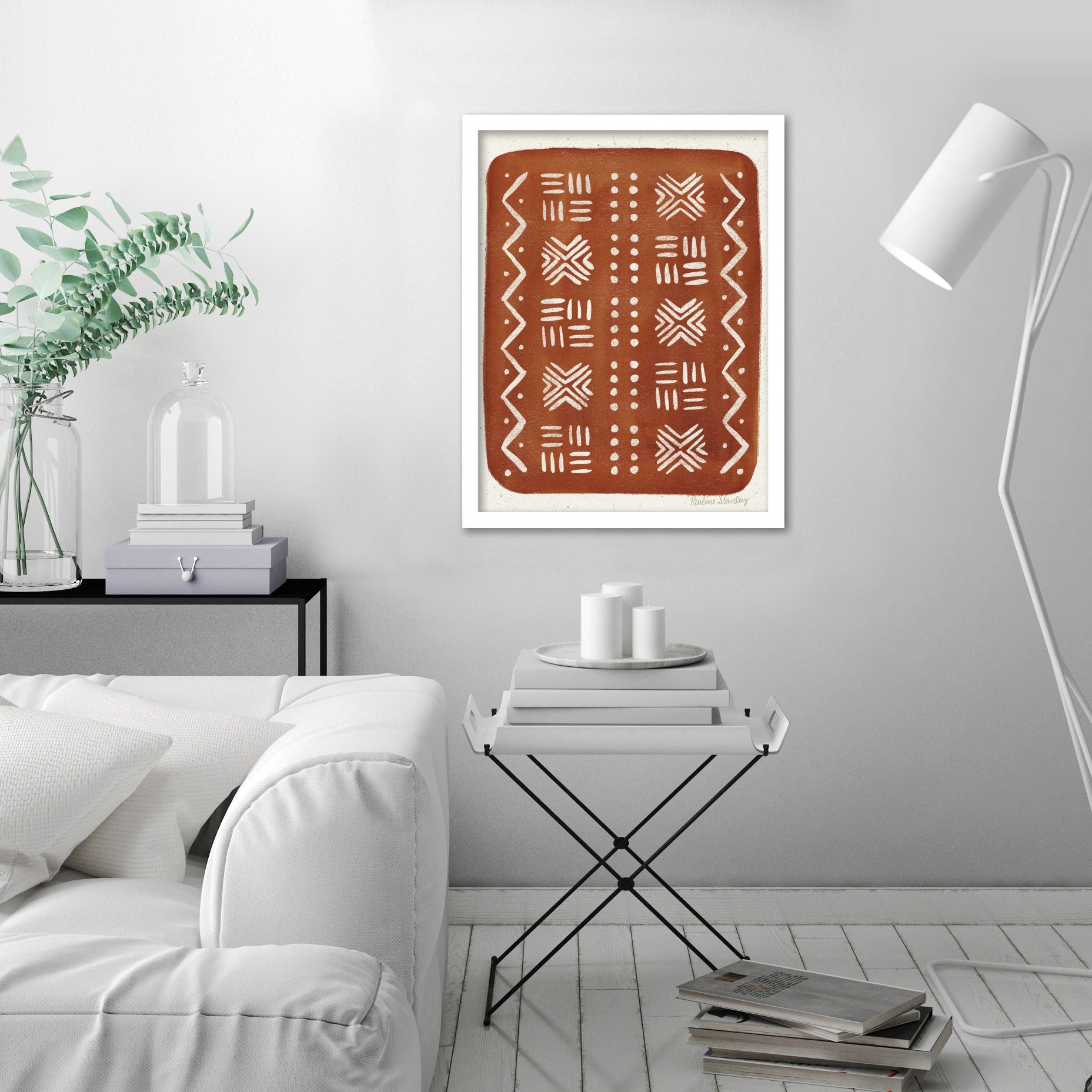 Mud Cloth Pattern Rust by Pauline Stanley - Framed Print - Americanflat