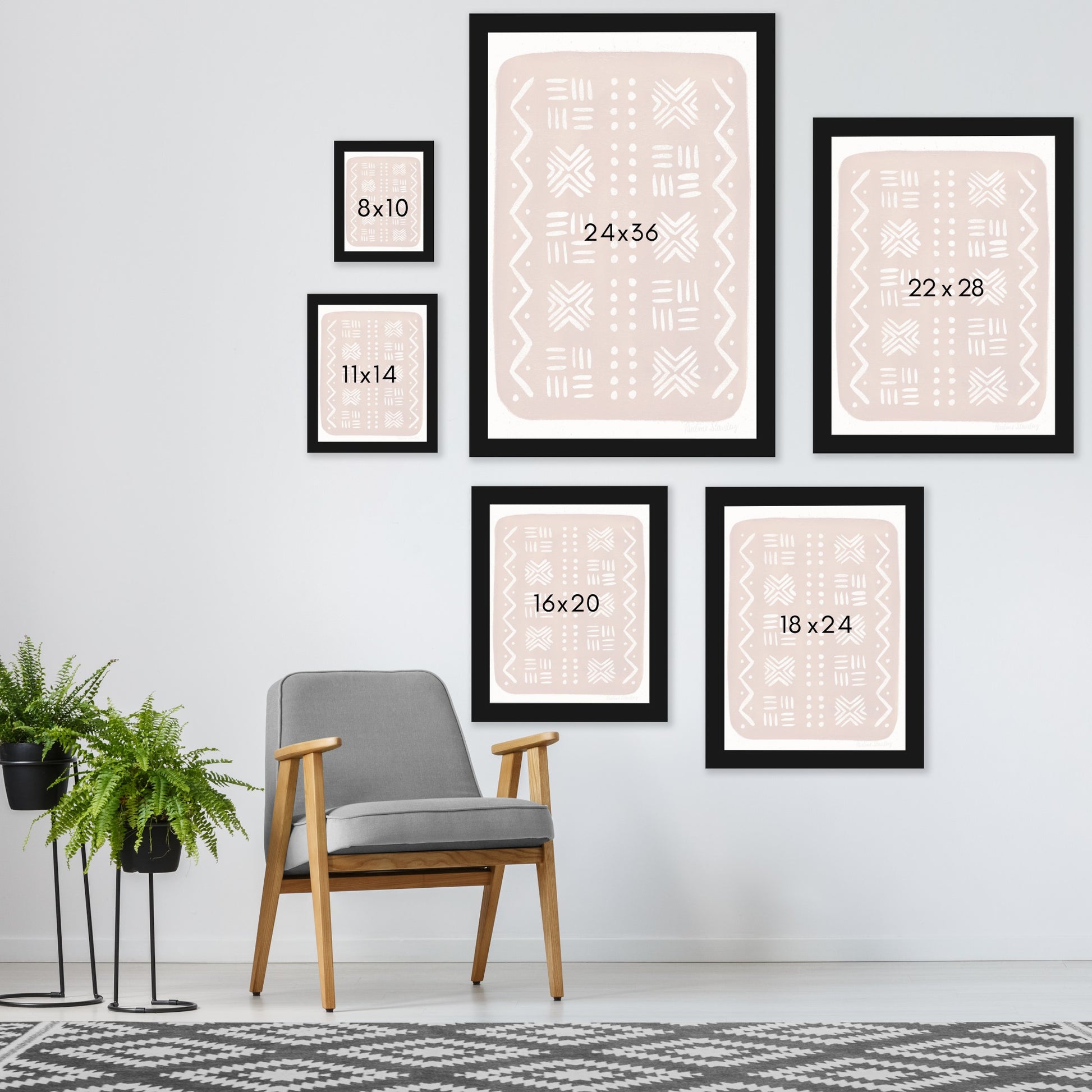 Mud Cloth Pattern Rust by Pauline Stanley - Framed Print - Americanflat