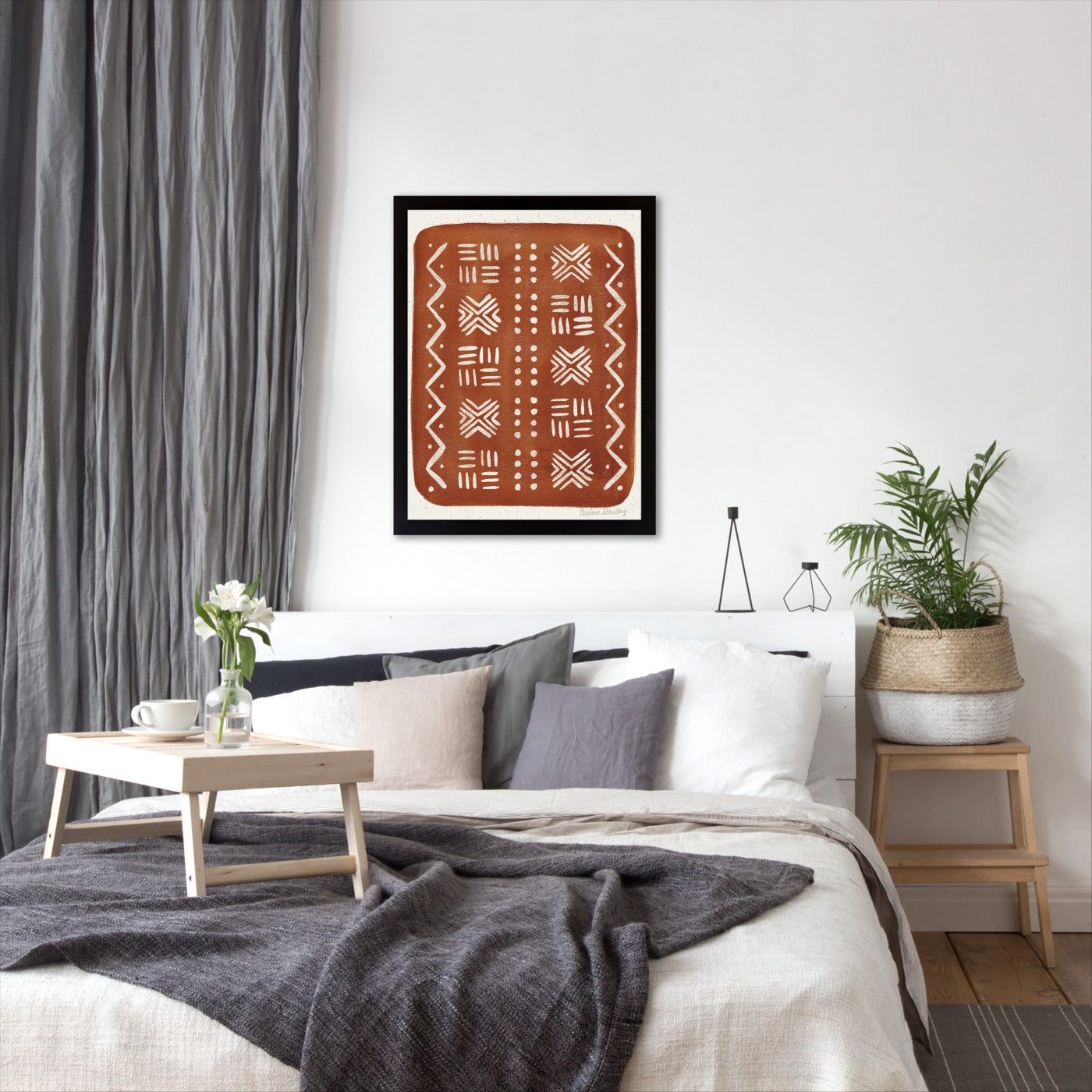 Mud Cloth Pattern Rust by Pauline Stanley - Framed Print - Americanflat