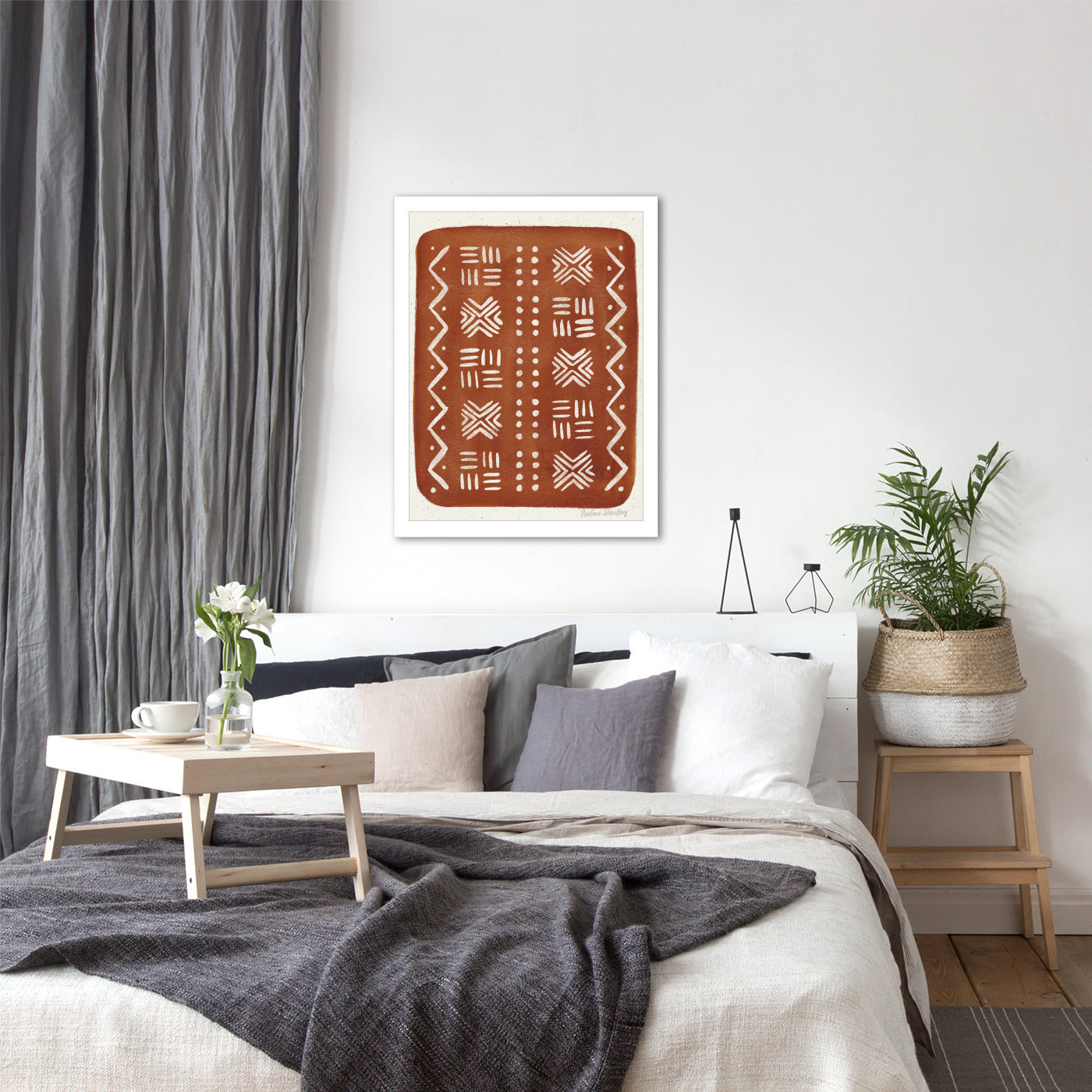 Mud Cloth Pattern Rust by Pauline Stanley - Framed Print - Americanflat