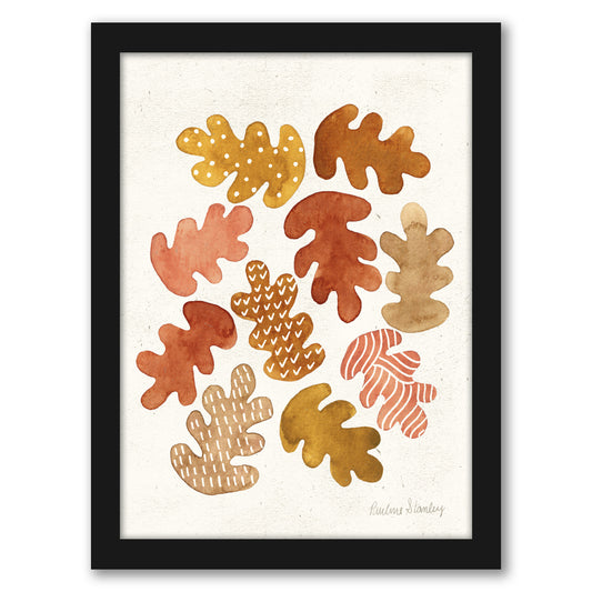 Oak Leaves Watercolor Rust Ochre by Pauline Stanley - Framed Print - Americanflat