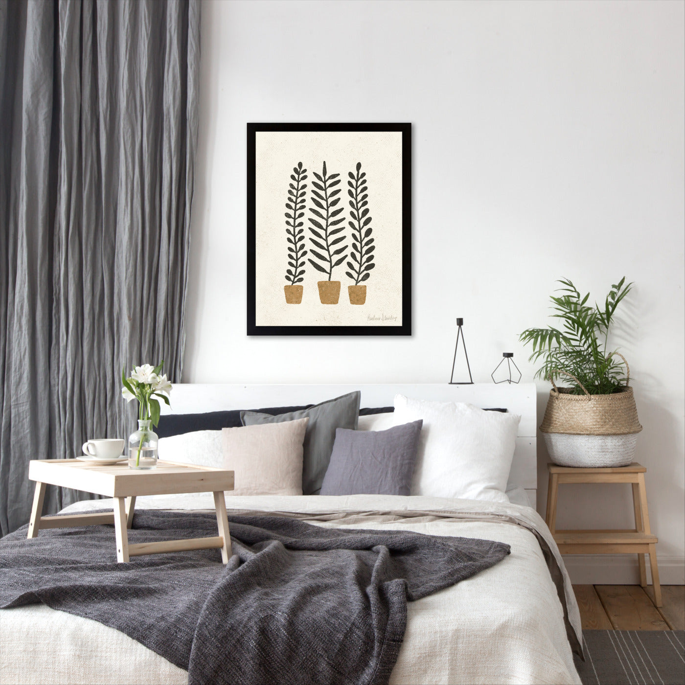 Potted Ferns Terracotta Black by Pauline Stanley - Framed Print - Americanflat