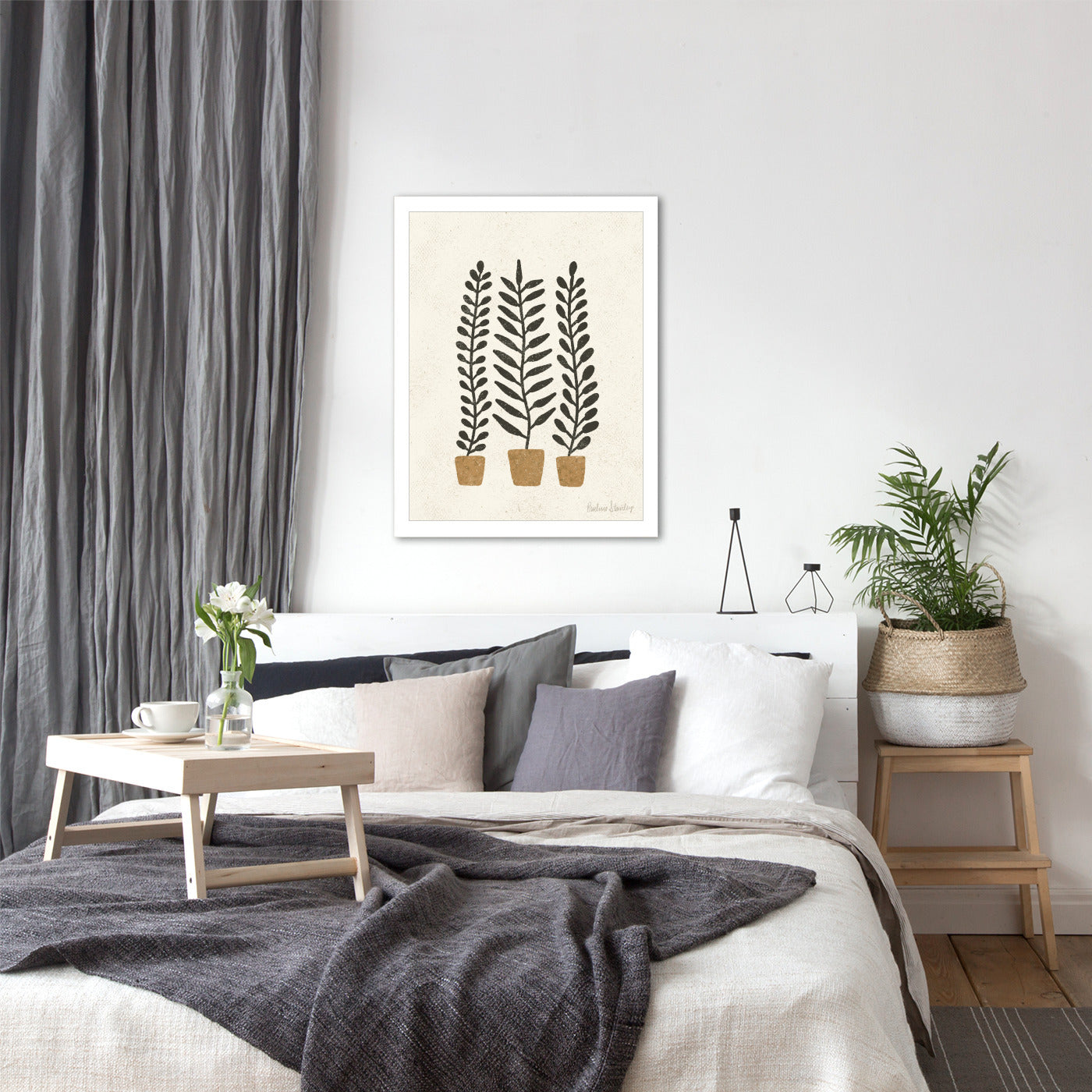 Potted Ferns Terracotta Black by Pauline Stanley - Framed Print - Americanflat