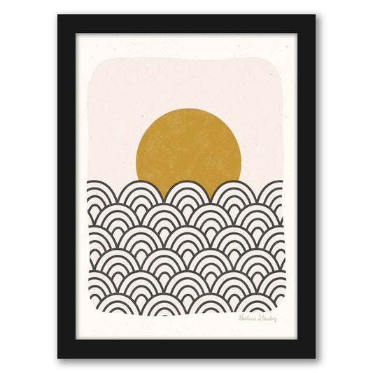 Sun Waves Ochre Black by Pauline Stanley - Framed Print - Americanflat