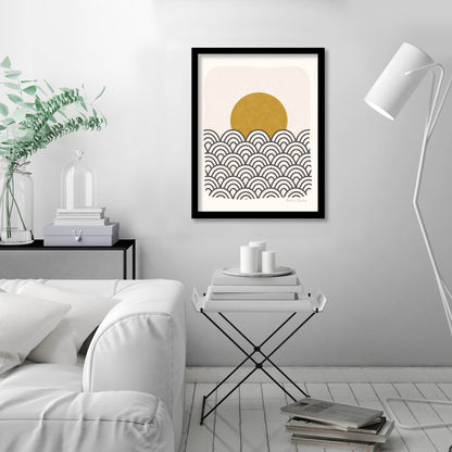Sun Waves Ochre Black by Pauline Stanley - Framed Print - Americanflat