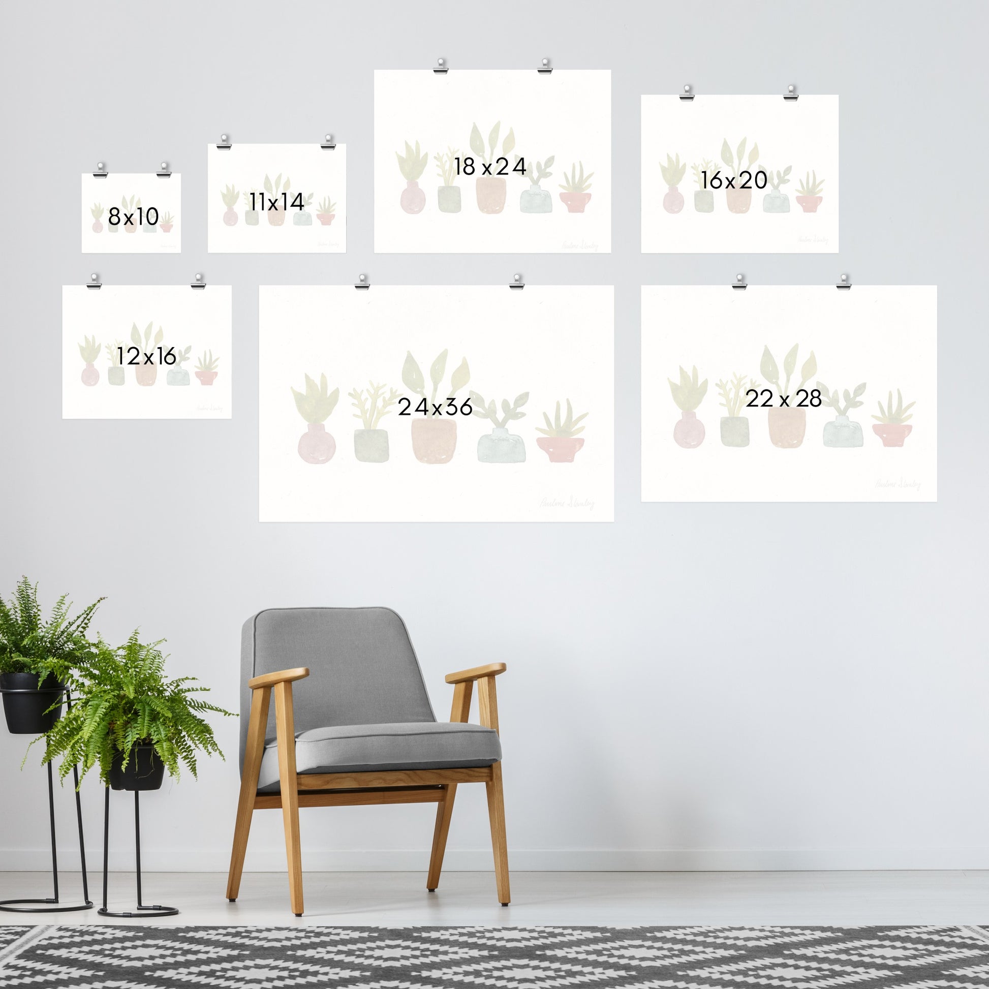 Tiny House Plants Watercolor by Pauline Stanley - Poster, Poster, 16" X 20"