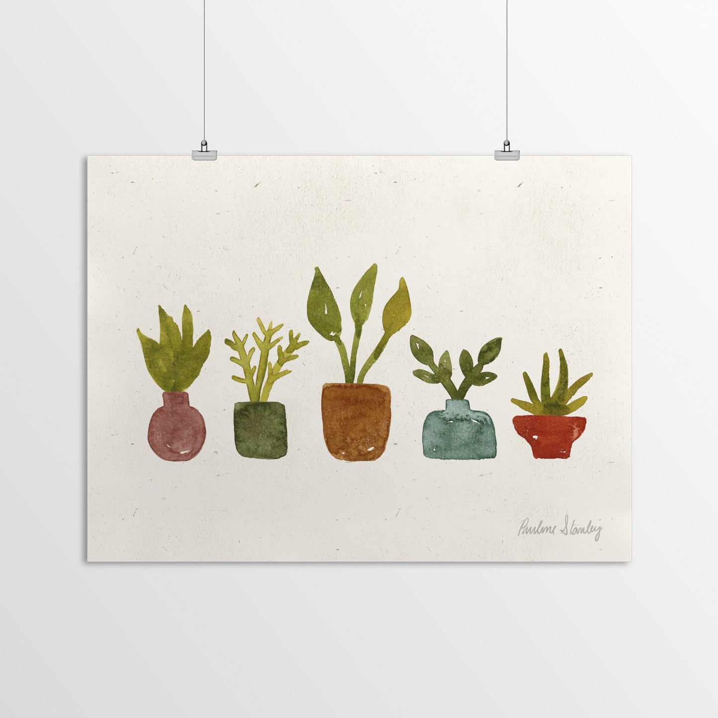 Tiny House Plants Watercolor by Pauline Stanley - Poster, Poster, 11" X 14"