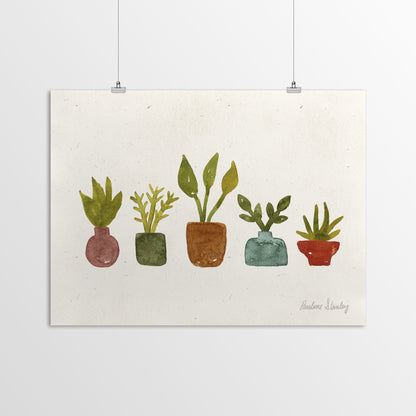 Tiny House Plants Watercolor by Pauline Stanley - Poster, Poster, 11" X 14"