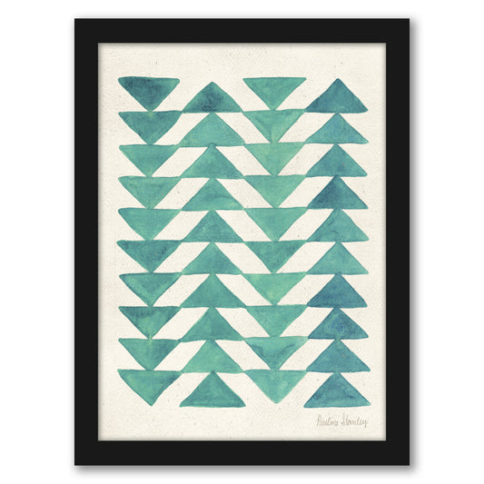 Triangle Quilt Pattern Turquoise by Pauline Stanley - Framed Print - Americanflat