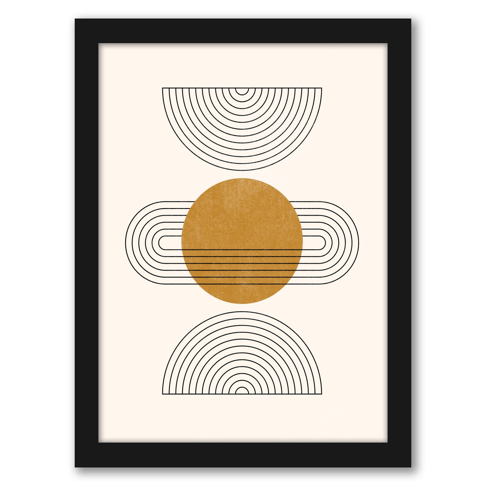 Abstract Boho Shapes 3 by Tetyana Karankovska - Black Frame, Black Frame, 22" X 28"
