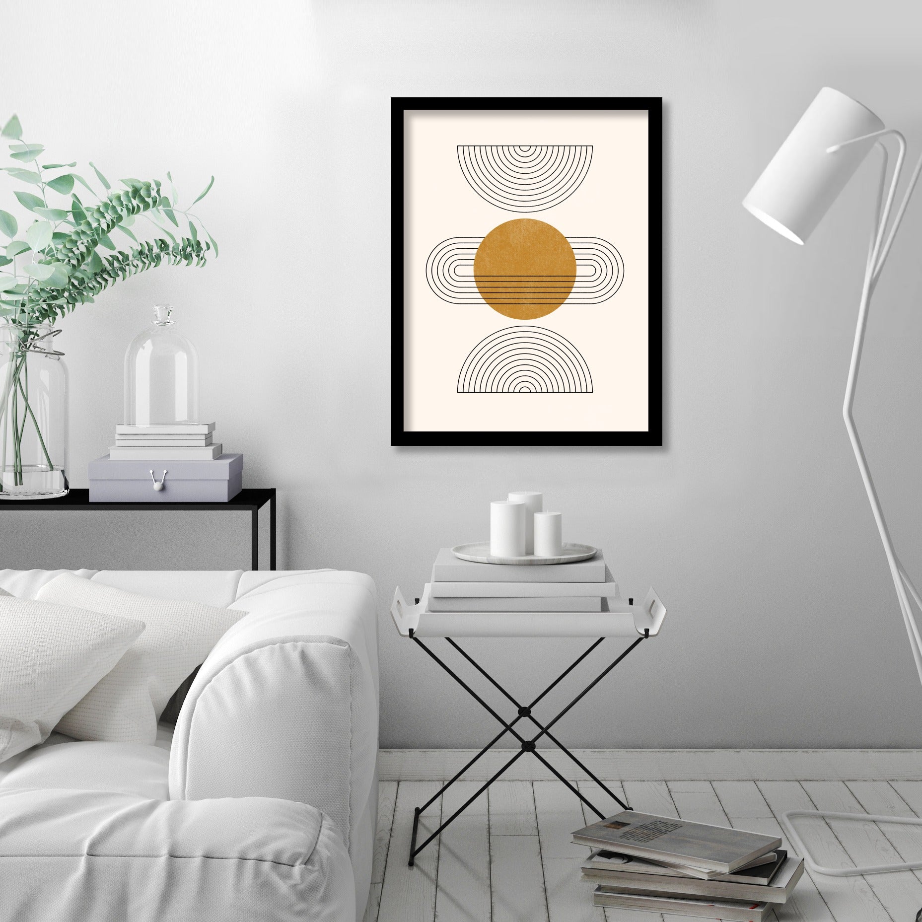 Abstract Boho Shapes 3 by Tetyana Karankovska - Black Frame, Black Frame, 24" X 36"