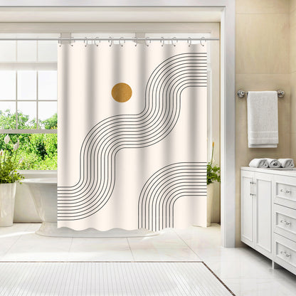 71" x 74" Abstract Shower Curtain with 12 Hooks, Boho Geometric Lines Part 3 by Tetyana Karankovska