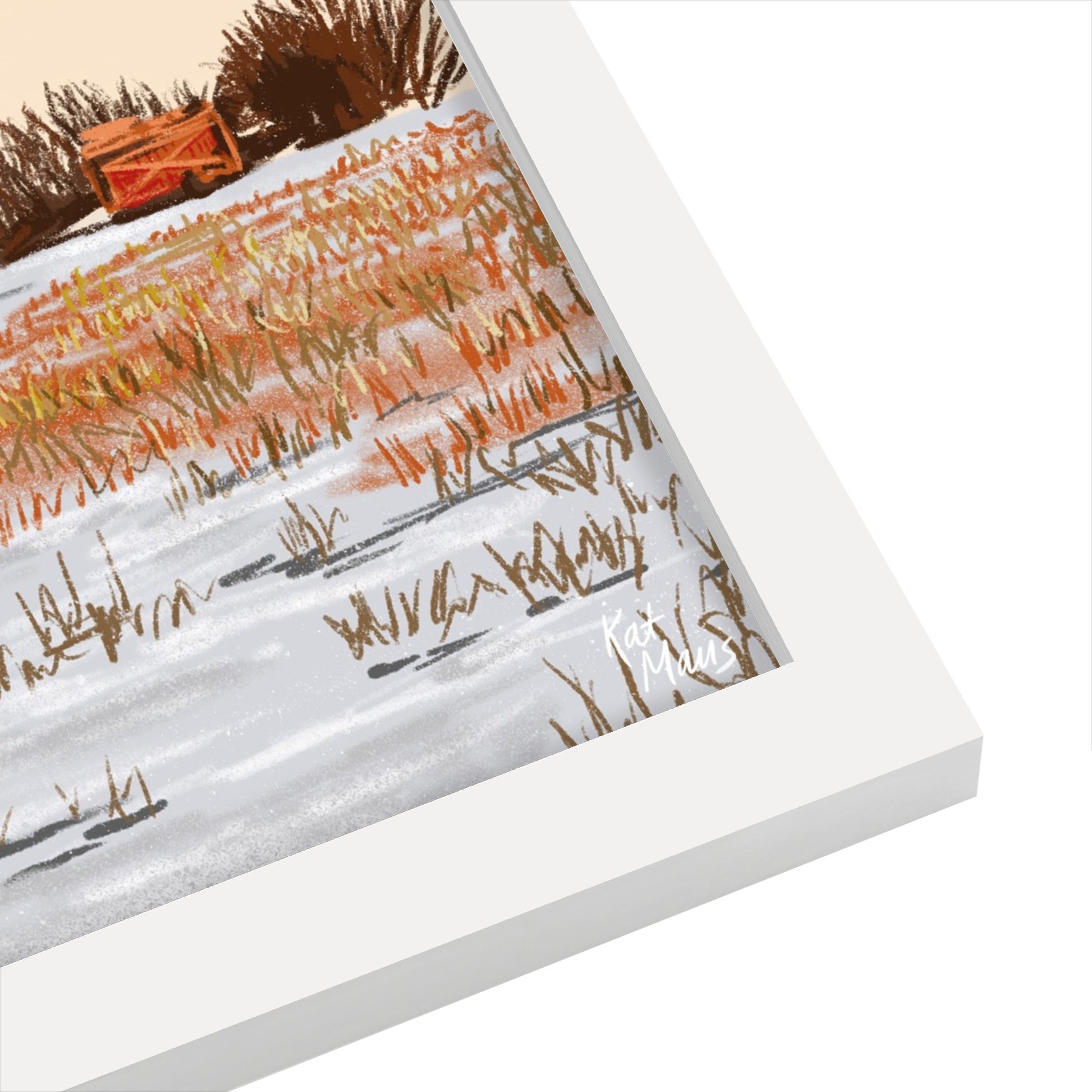 Winter Farm by Kat Maus  - Framed Print