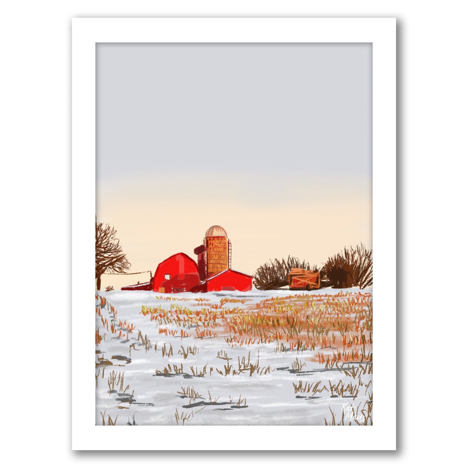 Winter Farm by Kat Maus  - Framed Print
