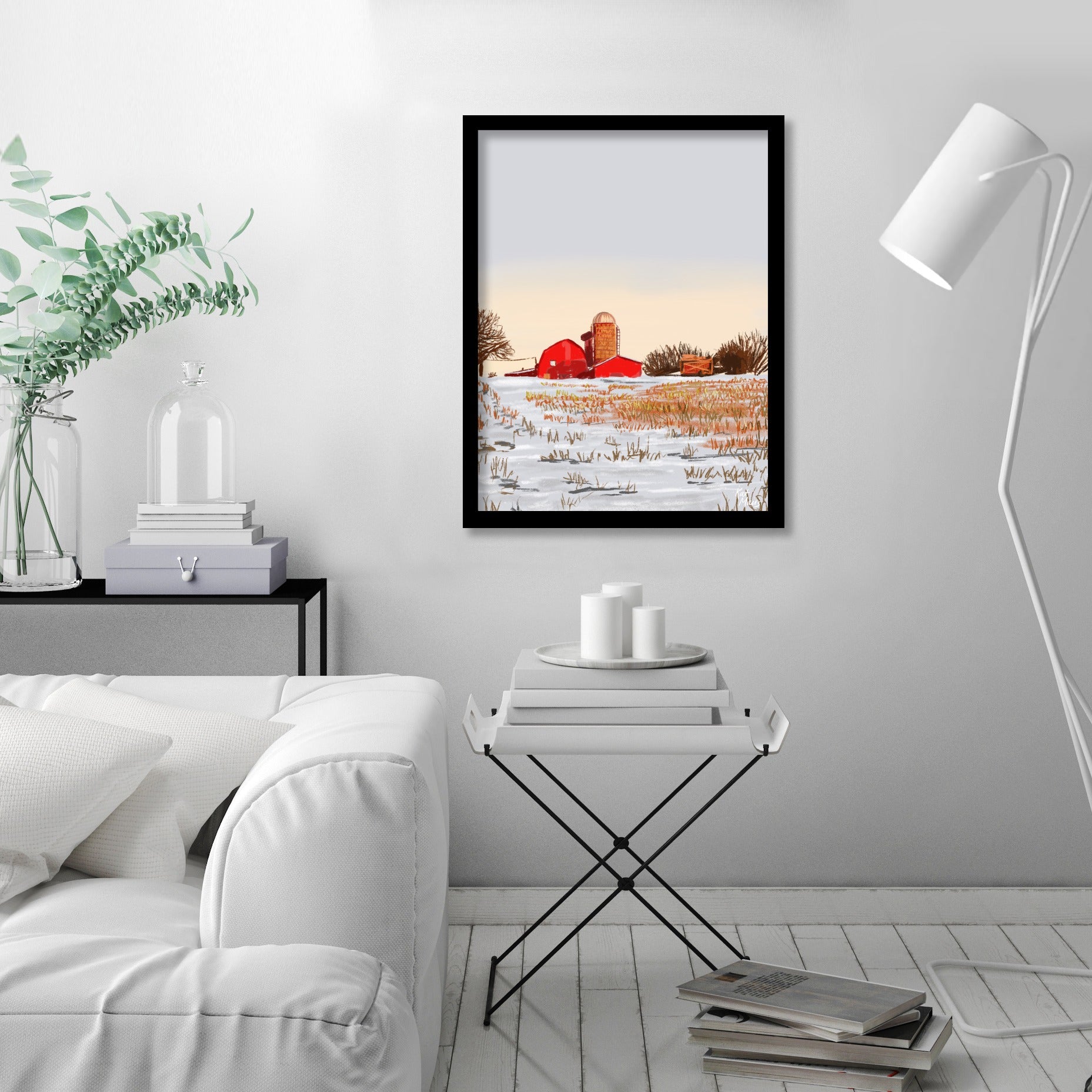 Winter Farm by Kat Maus  - Framed Print