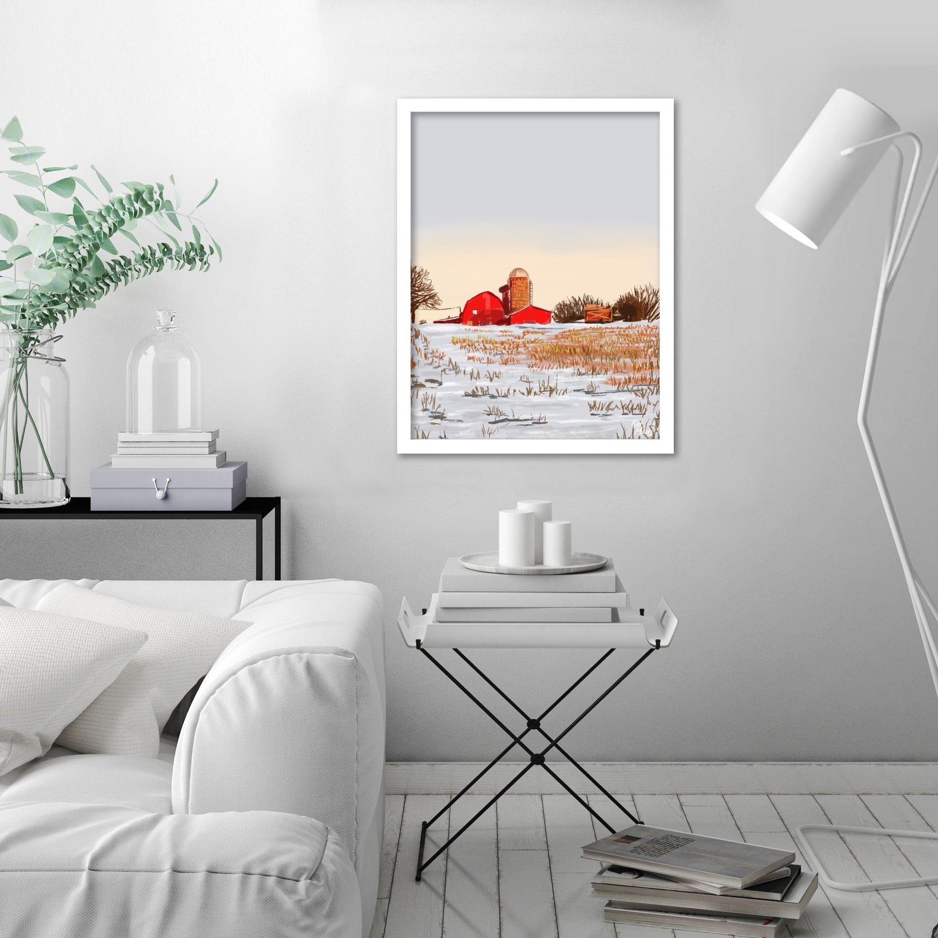 Winter Farm by Kat Maus  - Framed Print