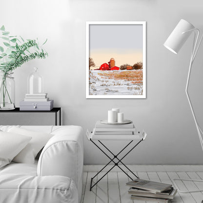 Winter Farm by Kat Maus  - Framed Print