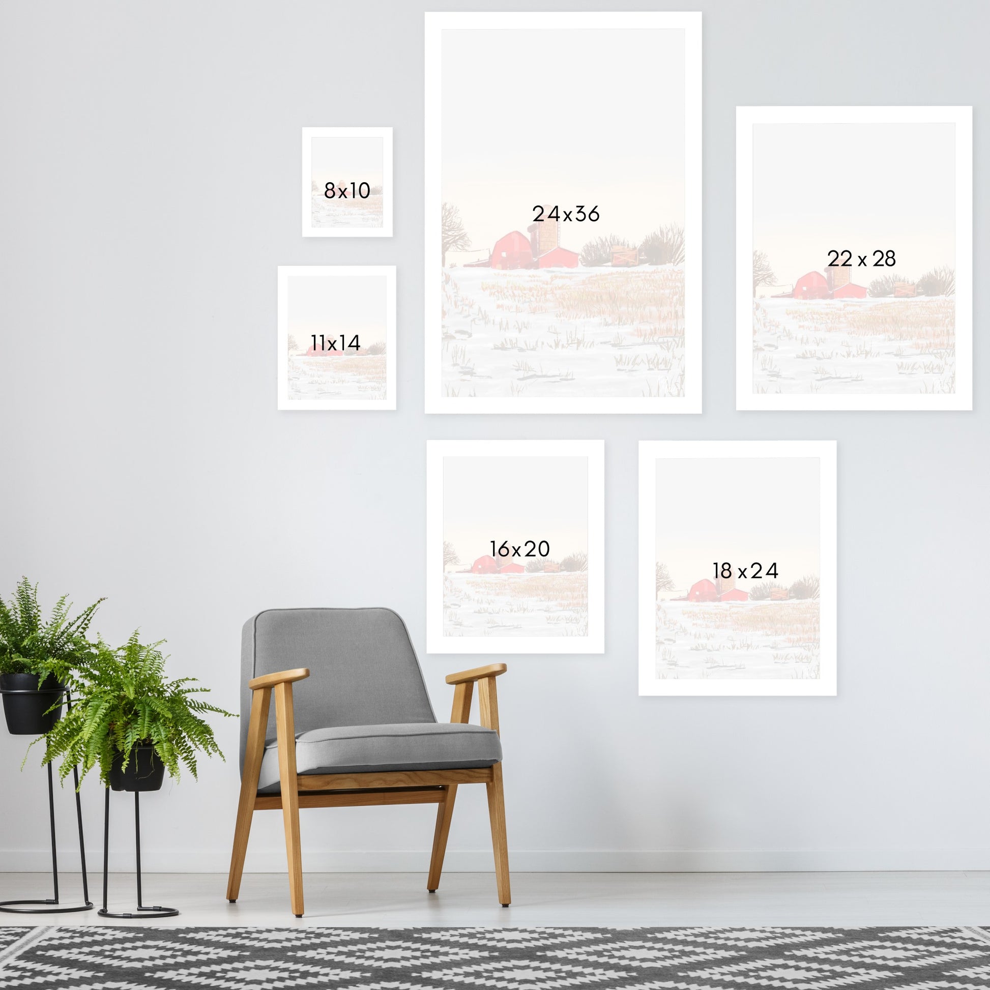 Winter Farm by Kat Maus  - Framed Print