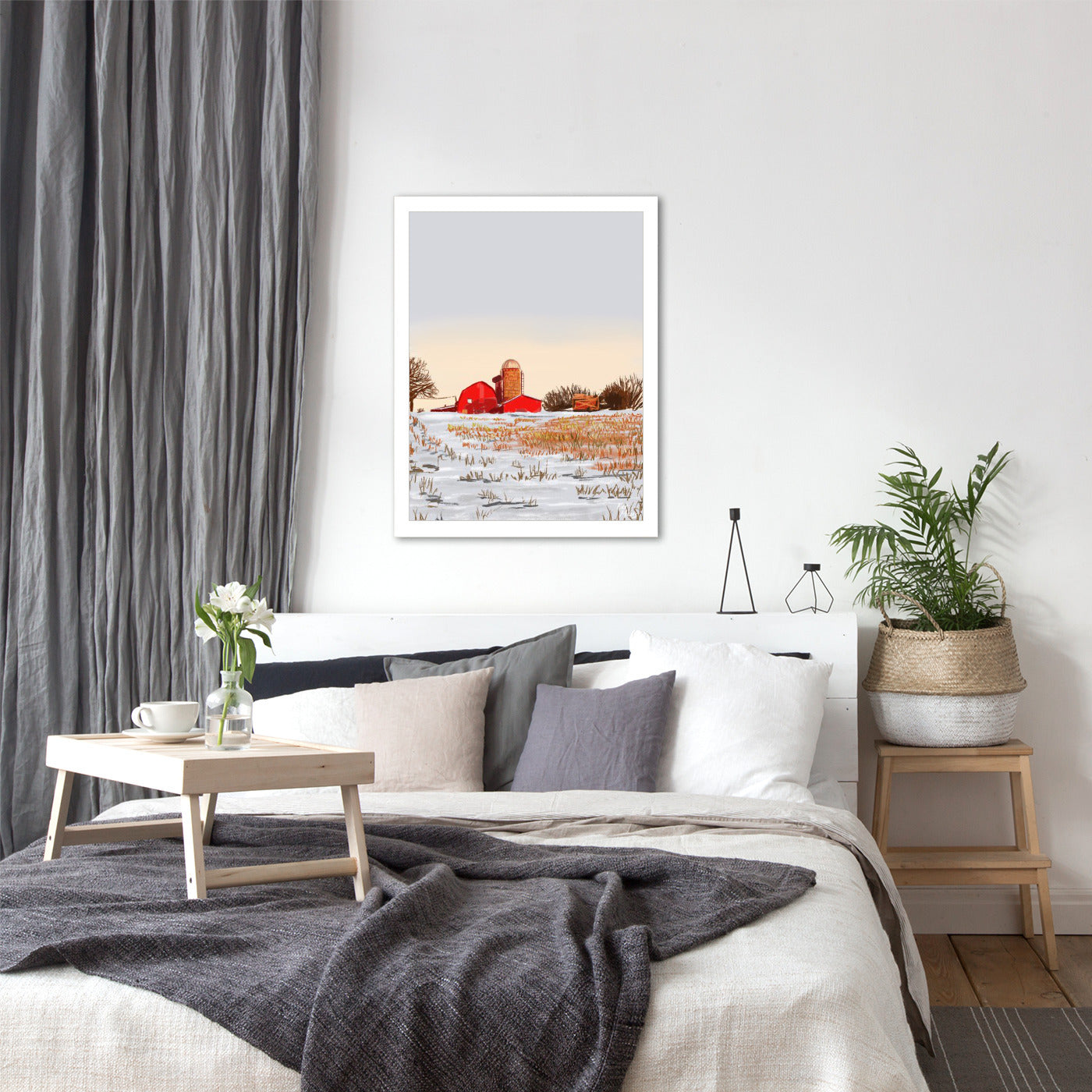 Winter Farm by Kat Maus  - Framed Print