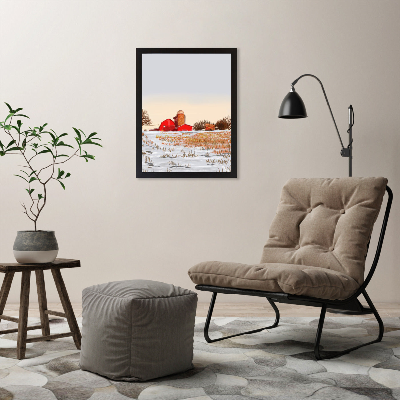 Winter Farm by Kat Maus  - Framed Print