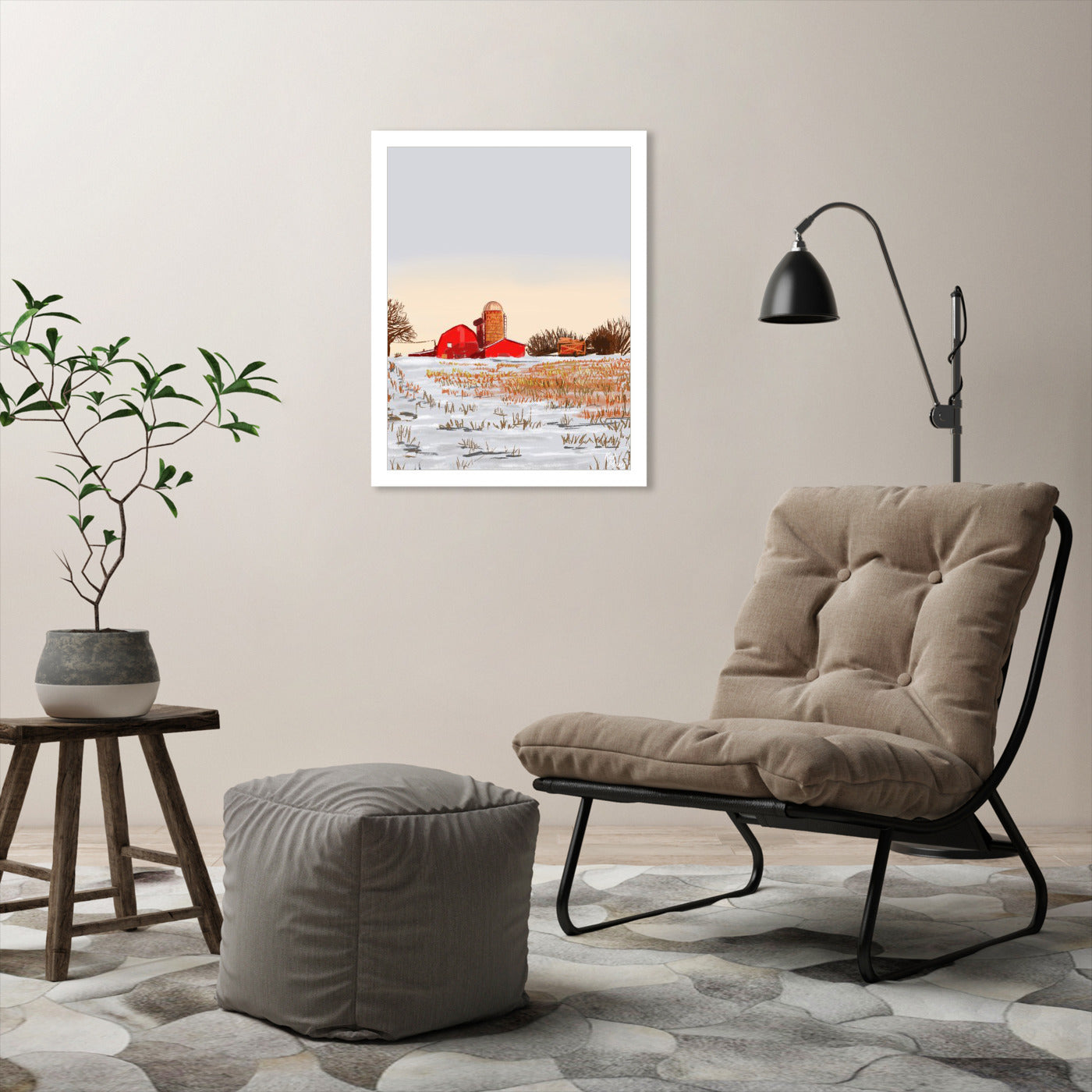 Winter Farm by Kat Maus  - Framed Print