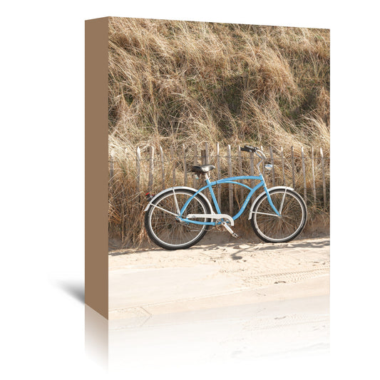 Blue Beach Bike In Holland by Henrike Schenk - Wrapped Canvas