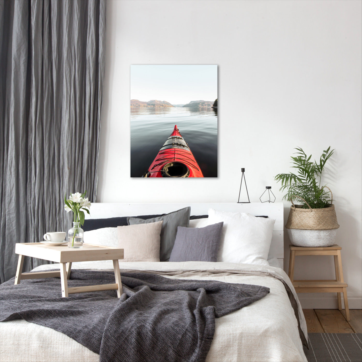 The Red Kayak In Norway by Henrike Schenk - Wrapped Canvas