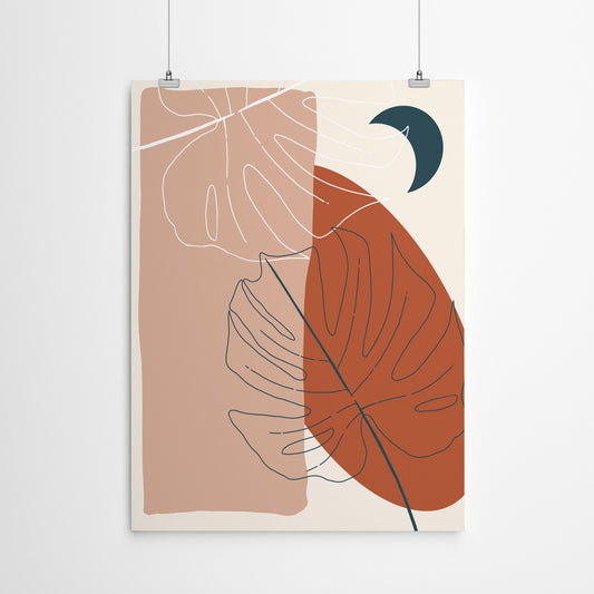 Monstera Abstract Terra by Artprink - Canvas, Poster or Framed Print