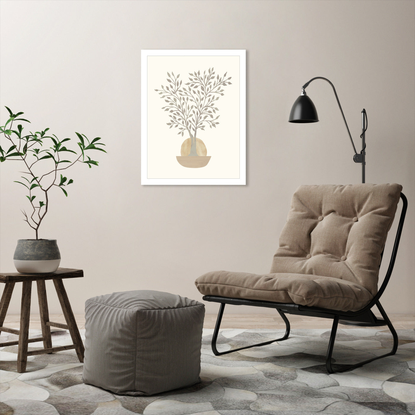 Ficus Sunset Neutral by Modern Tropical - Framed Prints