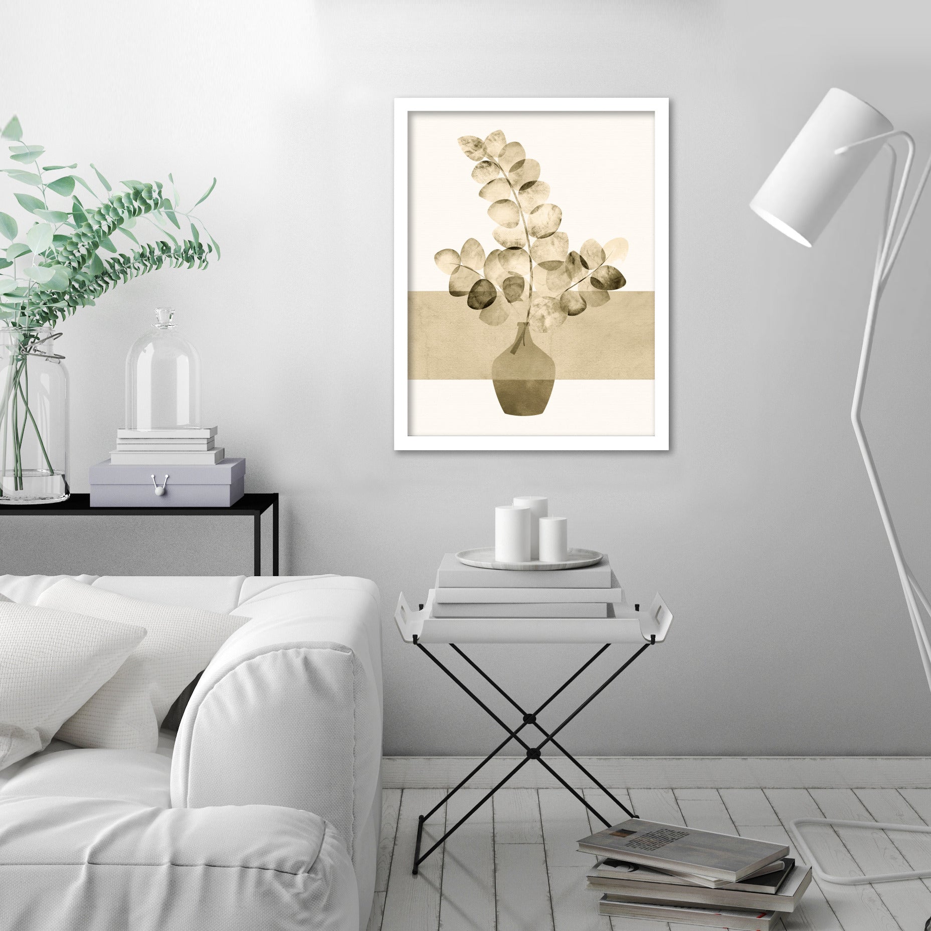 Eucalyptus And Sunshine Neutral by Modern Tropical - Canvas, Poster or Framed Print