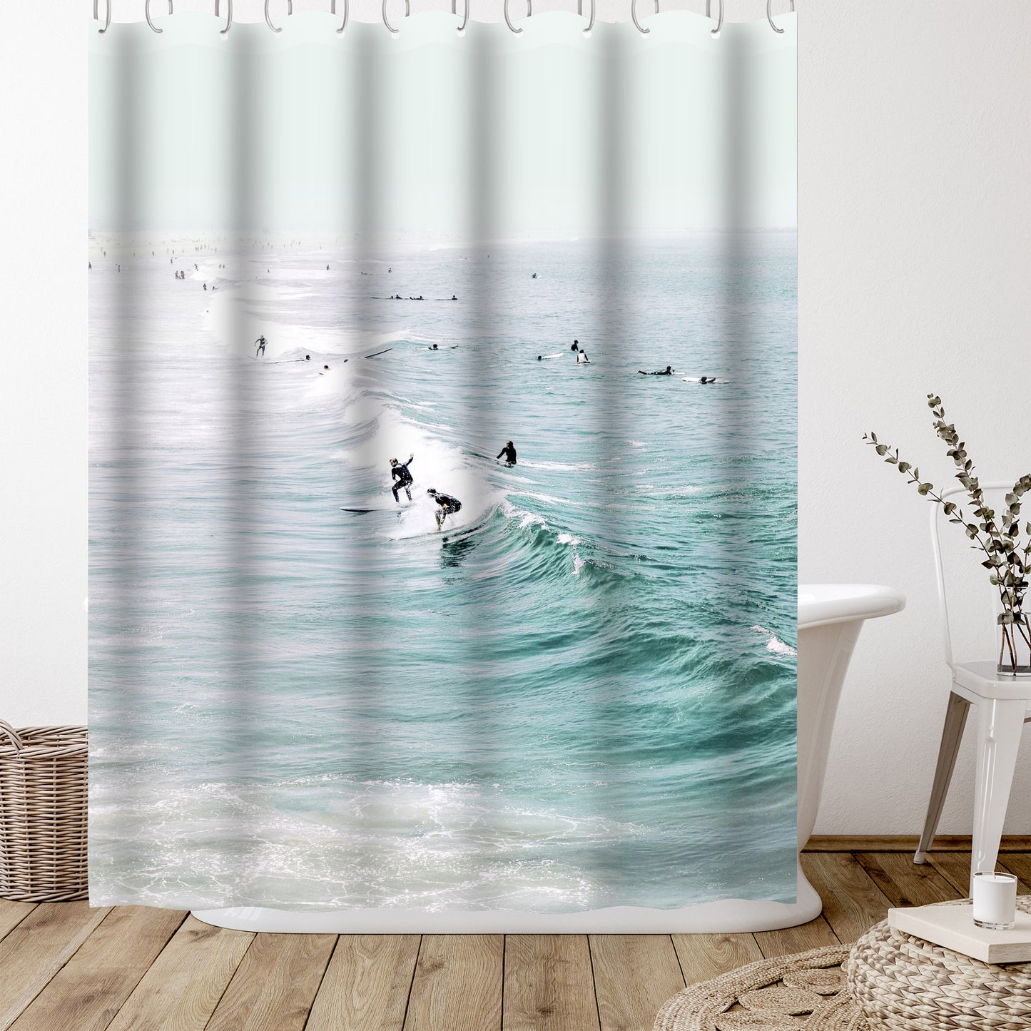 Retro Surfing 1 by Artvir - Shower Curtain