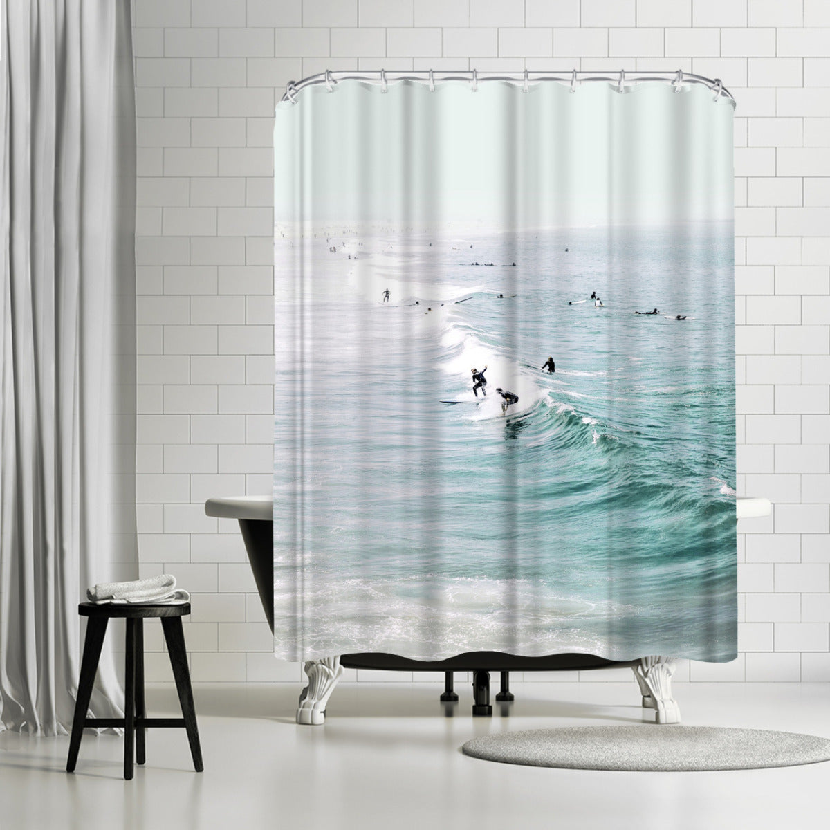Retro Surfing 1 by Artvir - Shower Curtain, Shower Curtain, 74" X 71"